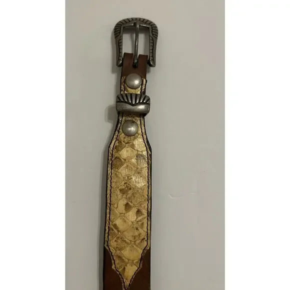 Southwick Leathers Python Belt Size 30” Western Handmade Silver Buckle Women - Picture 7 of 13
